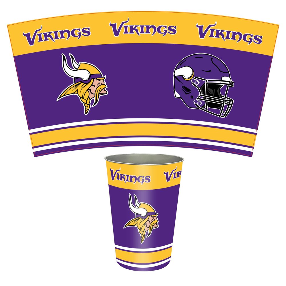 FANMATS 34705 NFL - Minnesota Vikings Wastebasket | Purple | 15"x10.5"x10.5" | Primary Logo, Helmet, & Wordmark