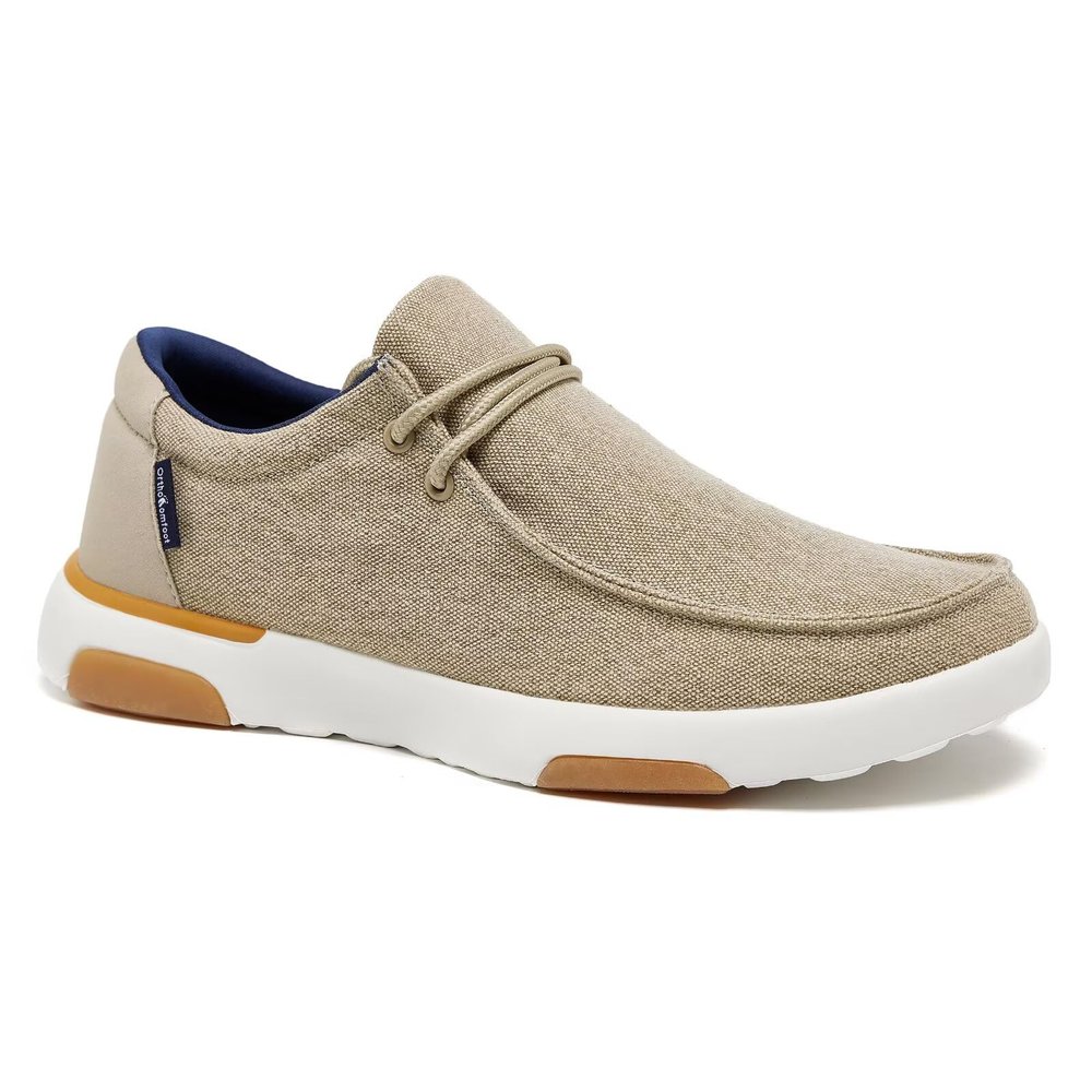 Men's Orthopedic Loafers Walking Shoes Slip On: Stylish Slip-On Loafers for Diabetic, Popular Arch Support Casual Shoes, Work Soft Canvas Loafers for Outside Hanging Out Khaki Size 9