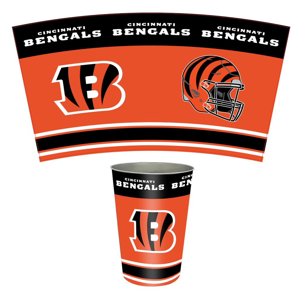 FANMATS 34635 NFL - Cincinnati Bengals Wastebasket | Orange | 15"x10.5"x10.5" | Primary Logo, Helmet, & Wordmark