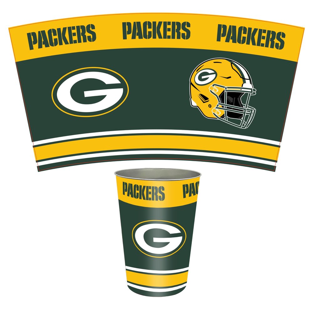 FANMATS 34660 NFL - Green Bay Packers Wastebasket | Green | 15"x10.5"x10.5" | Primary Logo, Helmet, & Wordmark