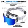 DUCO Ski Goggles with Magnetic Lens for Snowboard, Anti-Fog UV400 Protection Over Glasses OTG Snow Sports Goggles DCS002 (White Frame Revo Blue+Revo Red Lens) view 3