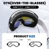 DUCO Ski Goggles with Magnetic Lens for Snowboard, Anti-Fog UV400 Protection Over Glasses OTG Snow Sports Goggles DCS002 (White Frame Revo Blue+Revo Red Lens) view 4