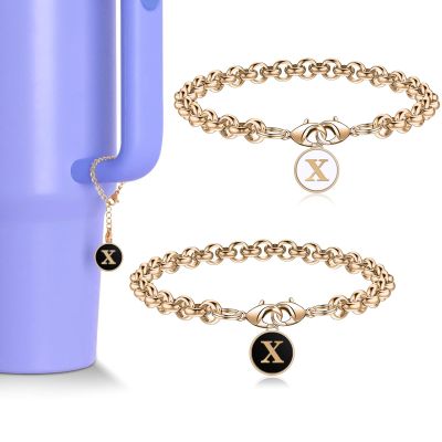 ibeacos Personalized Gifts for Women 2PCS Initial Letter Charm for Stanley Cup Accessories,Stainless Steel Name Letter Charm for Stanley/Simple Modern Tumbler 40 oz,Great gifts for Mother's Day