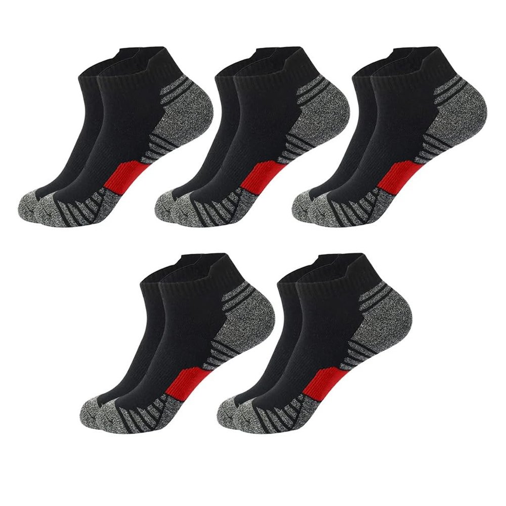 Dninmim 5 Pairs/Lot Men Cotton Short Sock Low-Cut Ankle Socks Breathable Casual Soft Sports Socks 5 Pairs black EU38-45 US6-11
