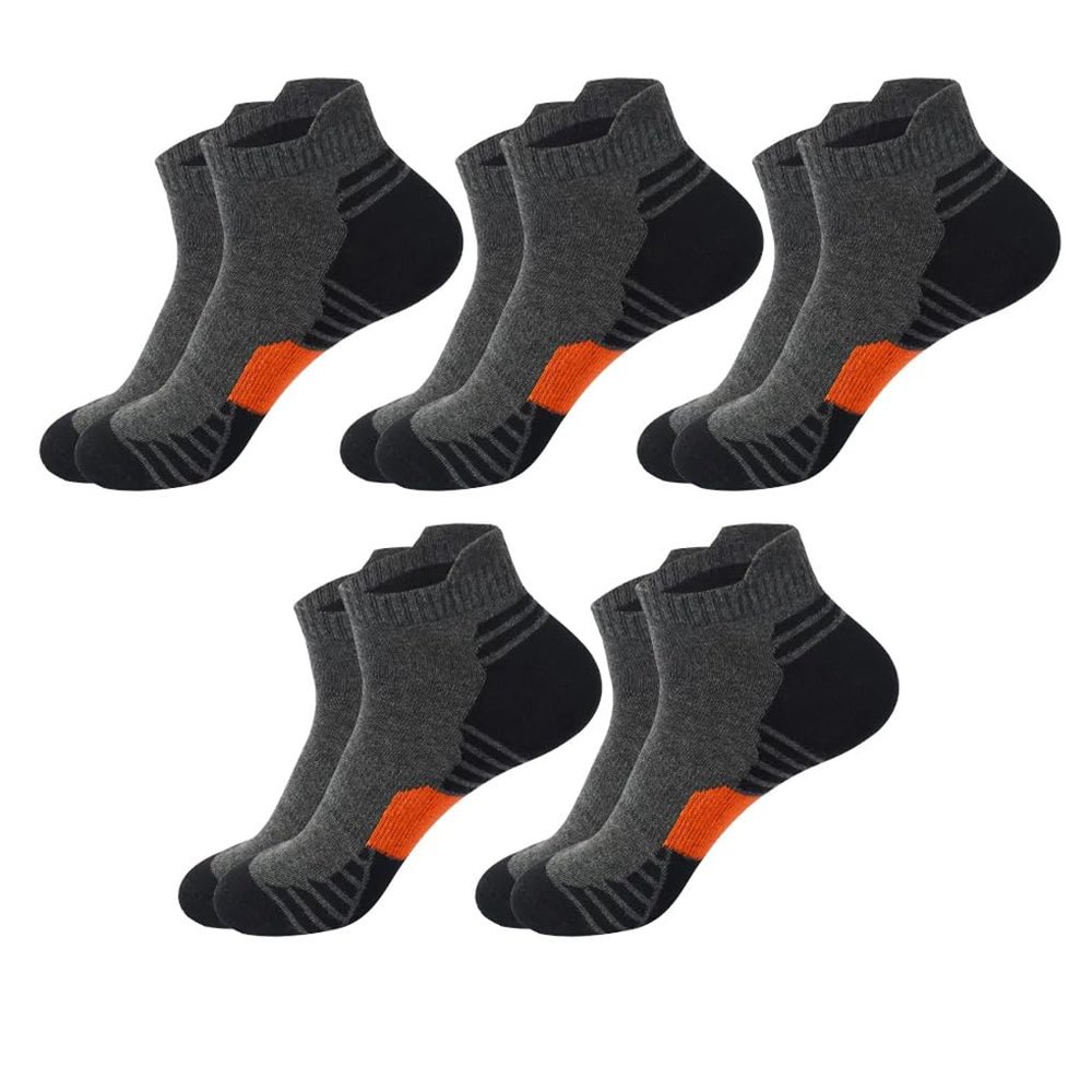 Dninmim 5 Pairs/Lot Men Cotton Short Sock Low-Cut Ankle Socks Breathable Casual Soft Sports Socks 5 Pairs dark gray EU38-45 US6-11