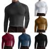 Mens Mock Turtleneck Thermal Long Sleeve Shirt Casual Classic Basic Fall Winter Solid Strech Pullover Sweater Top Black view 2