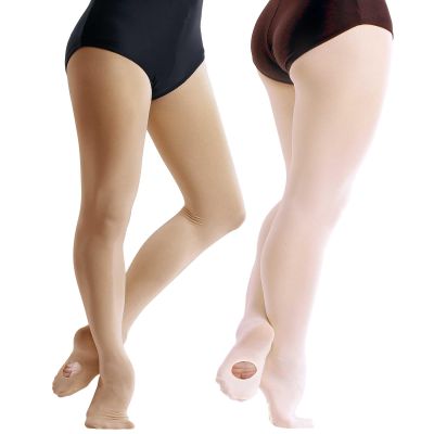 Daydance Girls Transition Tights Ultra Soft Toddler Ballet Convertible Tights for Dance Studio, Performance, 60D, 2 Packs