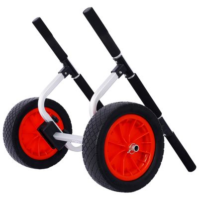 SPOFLYINN Marine Kayak Cart 300lb Weight Capacity Canoe Kayak Trailer with 12-inch Large Airless Wheels 2.4" - 12" Width Adjustable for Canoe Kayak Black