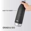 Cello Duro Tuff Steel Series- Swift Double Walled Stainless Steel Water Bottle with Durable DTP Coating, 750ml, Black, Swift-750ml-Black view 4