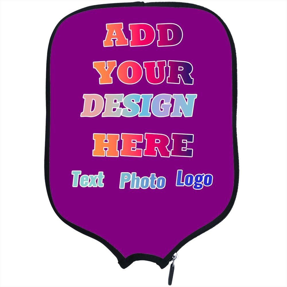 Custom Pickleballs Paddle Cover, Personalized with Any Picture Photo Text or Logo Rackets Cover Holder, Fits Most Paddle, 8.5"x11.5", MediumPurple