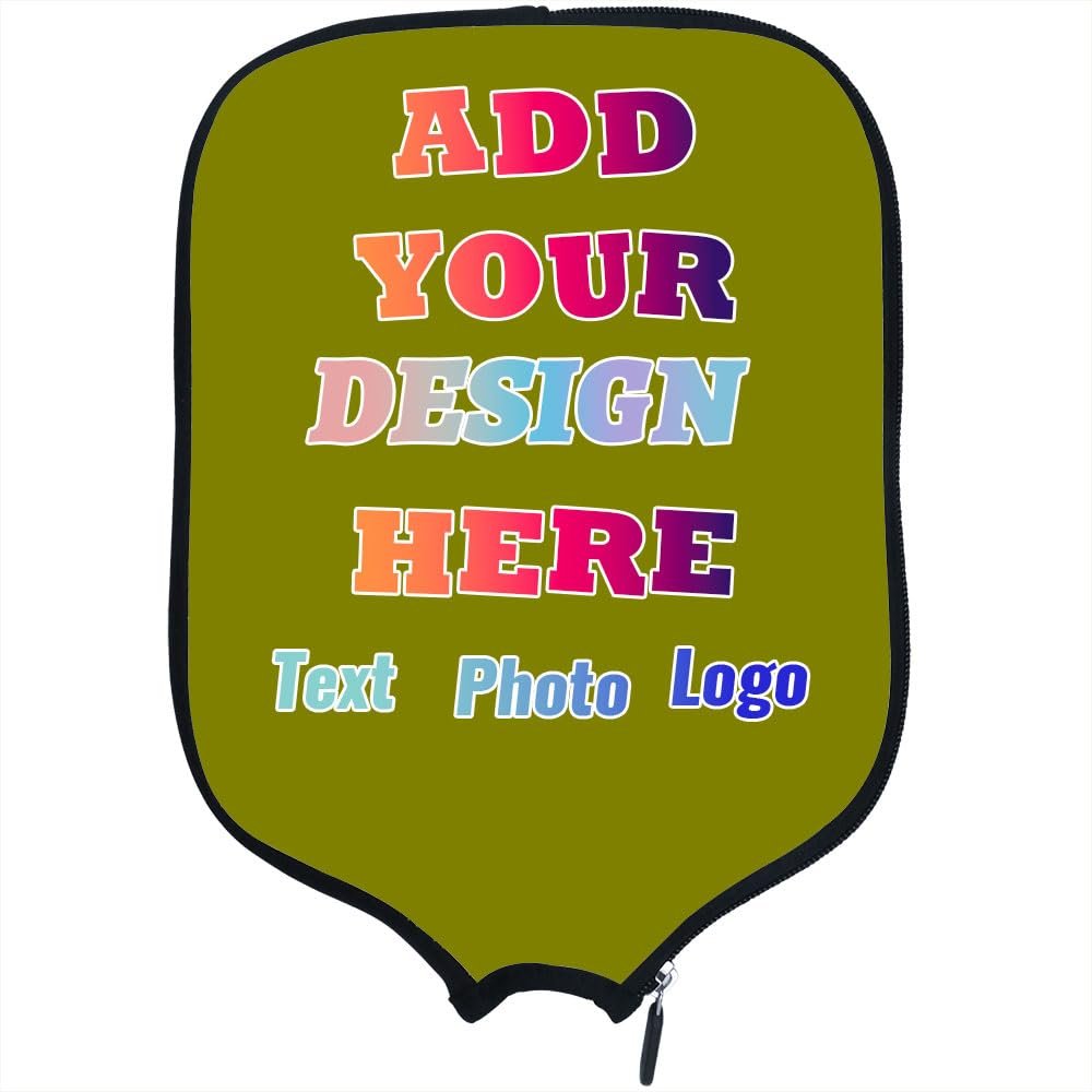 TUSANEII Custom Pickleballs Paddles Cover with Your Image Photo Text or Logo, Personalized Cover Paddle Case Rackets Cover Holder Sleeve Case Protector, Fits Most Paddle, Rackets, 8.5"x11.5", Olive