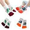 Pursuestar 2 Pairs Five Finger Toe Socks Athletic Running Breathable Mesh Dinosaur Socks for Kids Boys Girls 2-9 Years view 1