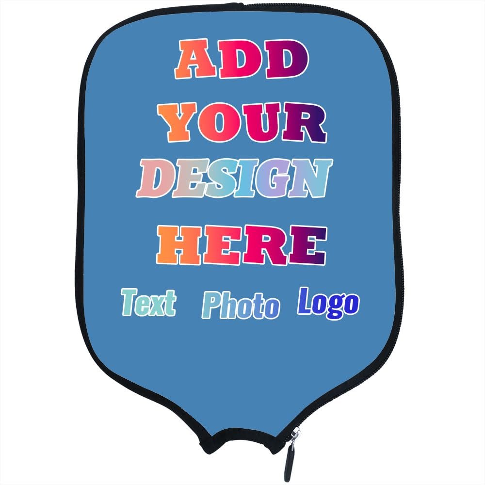 Custom Pickleballs Paddles Cover with Your Image Photo Text or Logo, Personalized Cover Paddle Case Rackets Cover Holder Sleeve Case Protector, Fits Most Paddle, Rackets, 8.5"x11.5", SteelBlue