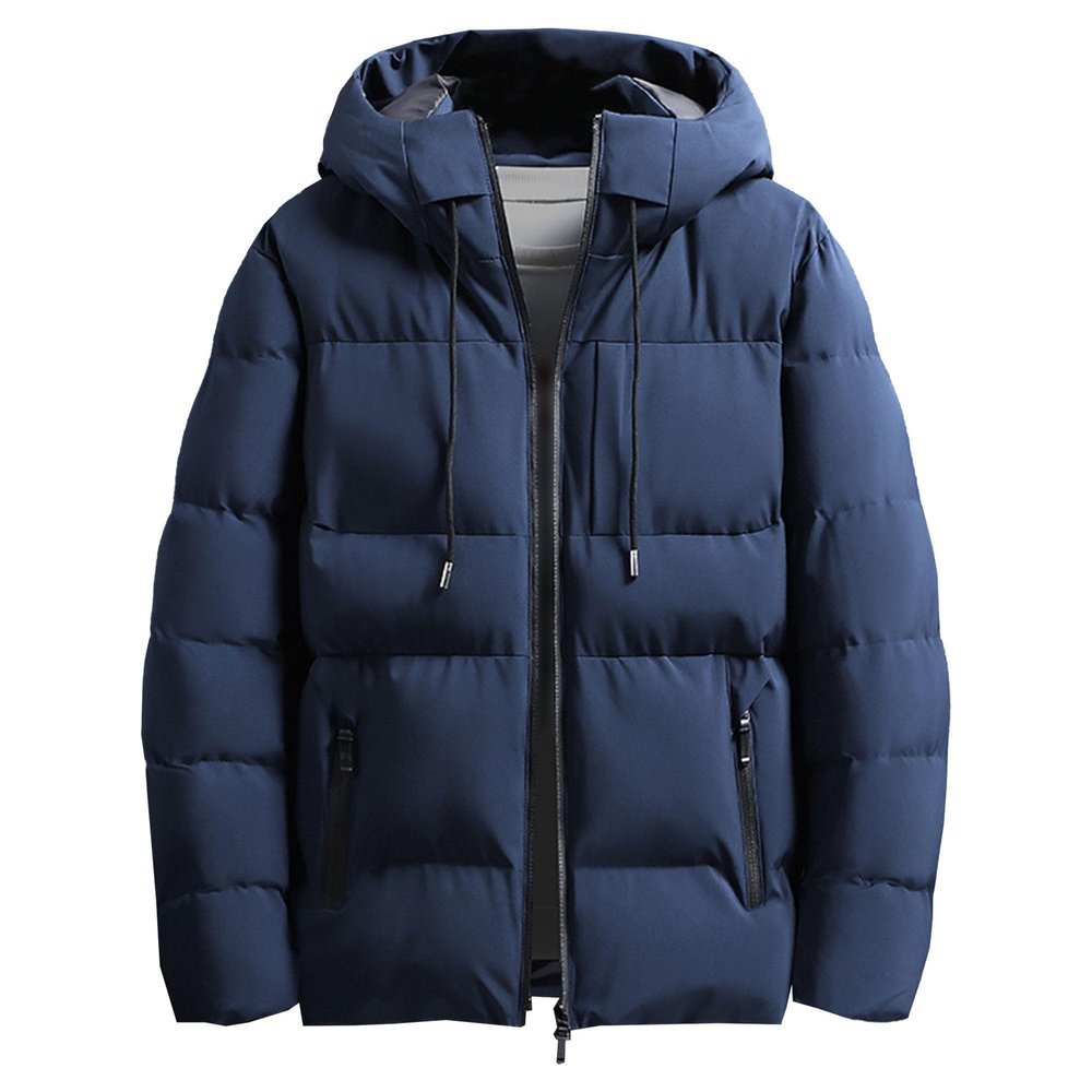 JEShifangjiusu Men'S Cotton Hiking Puffer Jacket Hoodie Waterproof Winter Parka Jacket Warm Thicken Ski Coat With Hood (3X-Large,Blue)