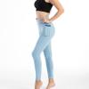 XUNRYAN Workout Leggings with Pockets for Women High Waisted Tummy Control Aesthetic Butt Lifting Yoga Pants Activewear Sky Blue view 4