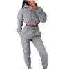 Women Y2K Tracksuit 2 Piece Outfits Cropped Sweatshirts Fleece Pullover Workout Sets Jogger Pants Lounge Sets Sweatsuit Gray view 1