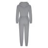 Women Y2K Tracksuit 2 Piece Outfits Cropped Sweatshirts Fleece Pullover Workout Sets Jogger Pants Lounge Sets Sweatsuit Gray view 4