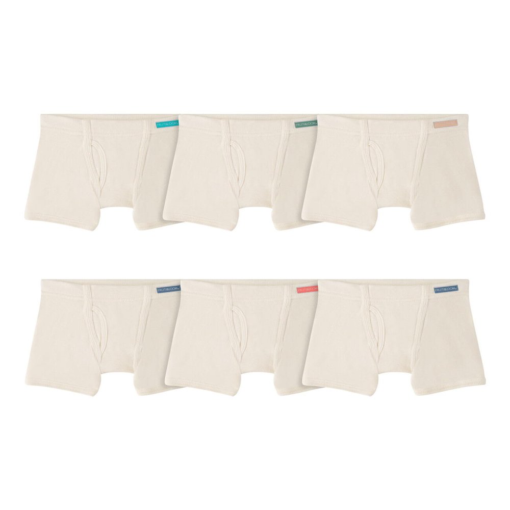 Fruit of the Loom Toddler Boys Natural Cotton Boxer Briefs 6 Pack, 2T-3T Assorted