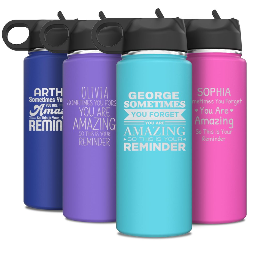 Personalized Insulated Stainless Steel Water Bottle 18 oz Flip Top Lid