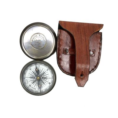 3" Inche Robert Frost Poem Compass with Leather Case Rustic Vintage Home Decor Gift