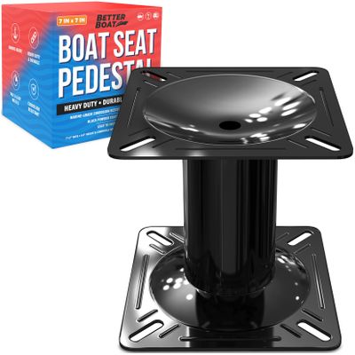 Boat Seat Pedestal Fixed Height 6.8 Inch, 7x7 Base Plate for Jon Bass and Fishing Boats, Black Powder Coated Seat Post Mount - Better Boat