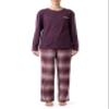Wrangler Women's Jersey Top and Flannel Pant Sleep Pajama Set, Wine/Ombre Plaid, 3X view 1