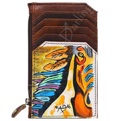 Ameran Darling Women's Card Holder Hnad Painted Full Grain Genuine Leather Handbag and Ladies Purse