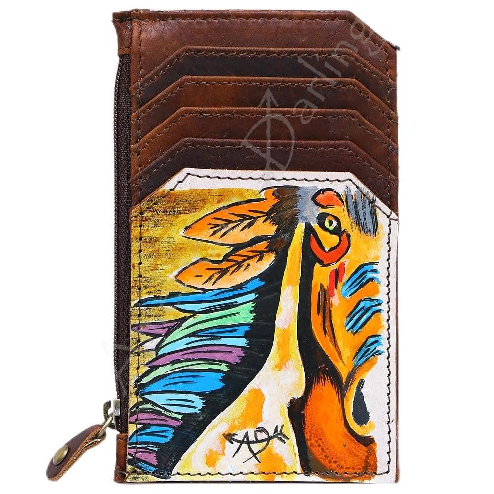 Ameran Darling Women's Card Holder Hnad Painted Full Grain Genuine Leather Handbag and Ladies Purse