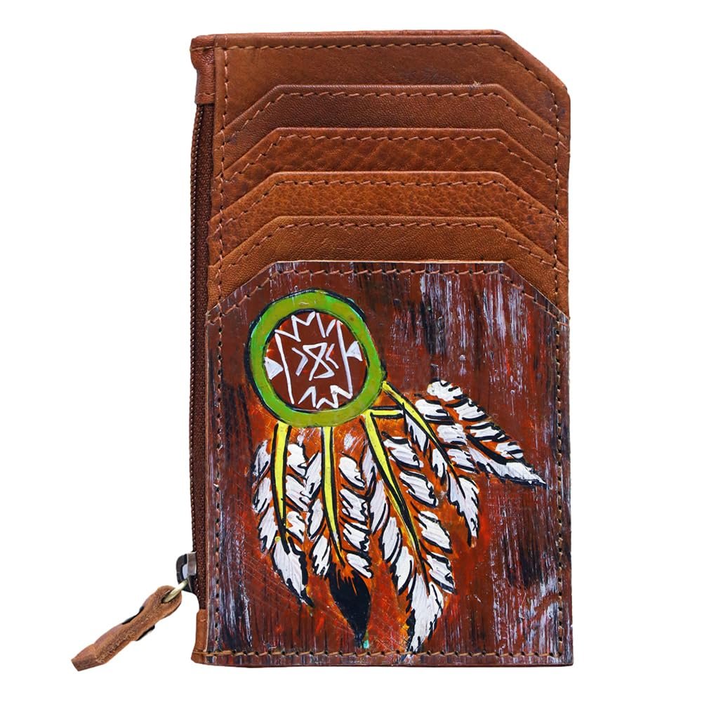 Ameran Darling Women's Card Holder Hnad Painted Full Grain Genuine Leather Handbag and Ladies Purse