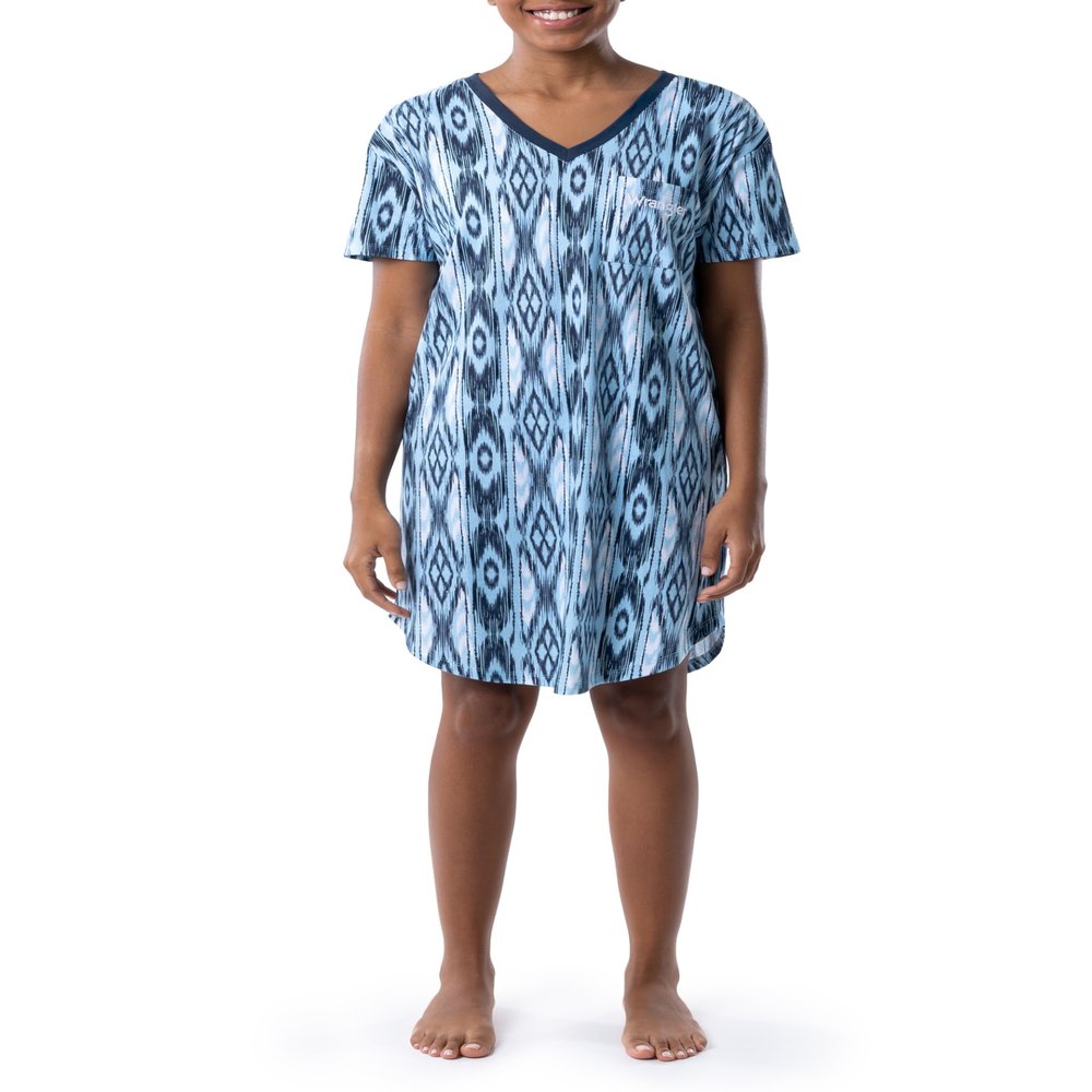 Wrangler Women's Short Sleeve V-Neck Sleepshirt, Textured Geo, Medium