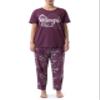 Wrangler Women's Short Sleeve Graphic Tee and Printed Pants Pajama Sleep Set, Amaranth/Paisley, Large view 1