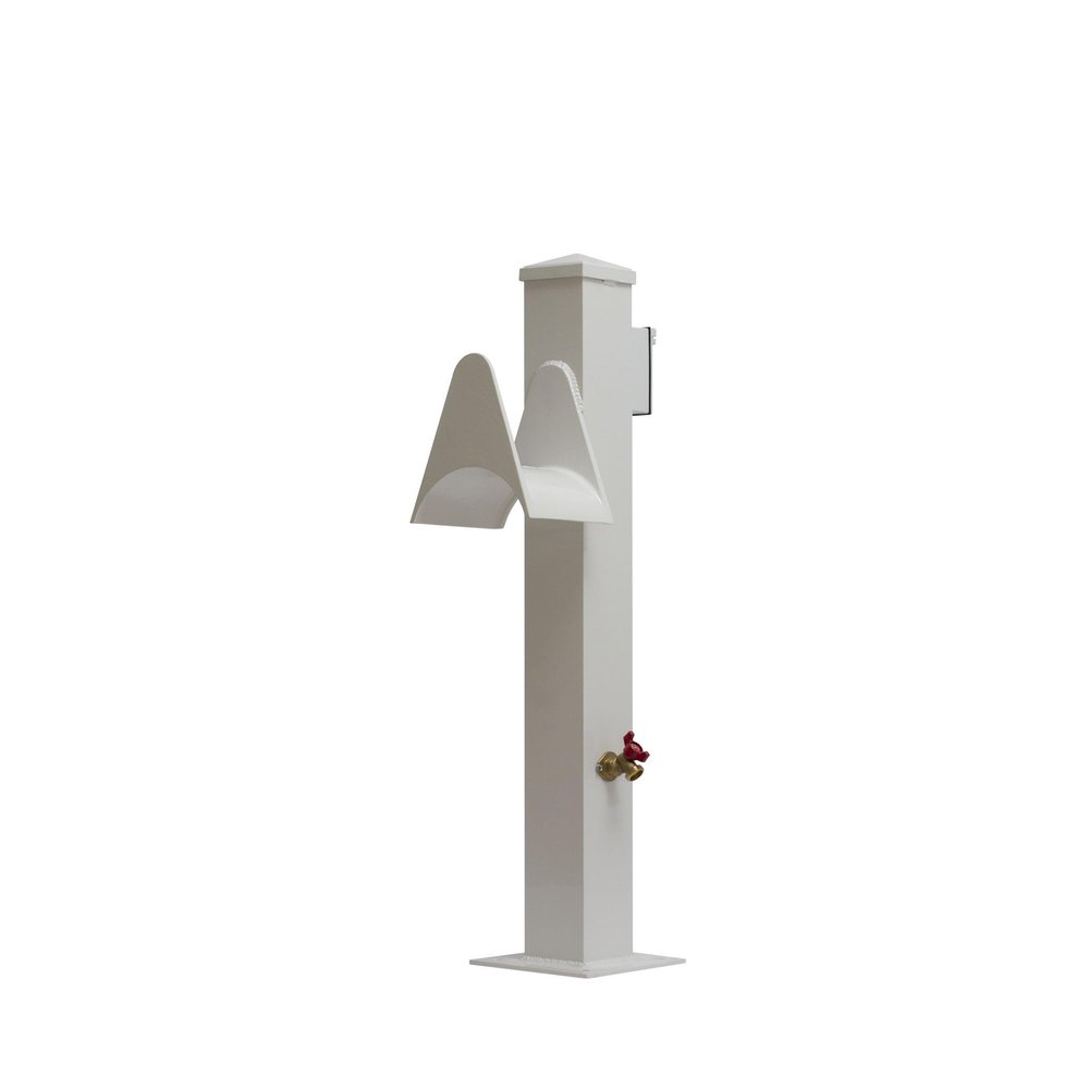CM Marine 36" Shore Power Pedestal with Water & Electric | 15 Amp GFCI Outlet | Hose Holder | Brass Spigot (White)