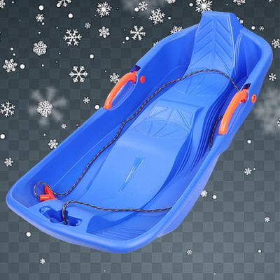 Winter Tandem Sledges, Children's Sledges, Sledges with Brakes and Pull Ropes, Plastic High Back Sledges