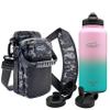 Arca Gear 32 OZ Hydro Vessel & Hydro Carrier Combo Pack - Insulated Stainless Water Bottle and Carrier - Ombr Pink & Green Bottle - Digital Camo view 1