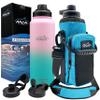 Arca Gear 40 OZ Hydro Vessel & Hydro Carrier Combo Pack - Insulated Stainless Water Bottle and Carrier - Ombr Pink & Green Bottle - Lagoon Blue view 1