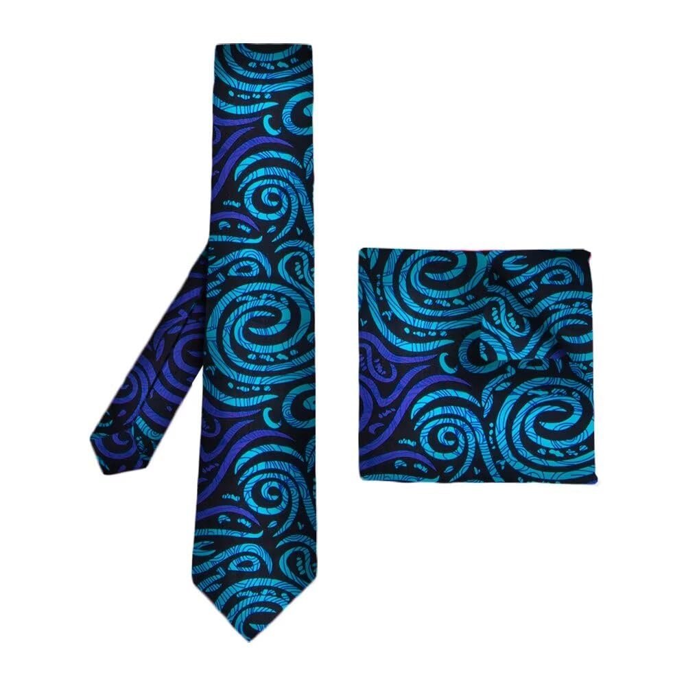 ANNINGWAX African Print Tie Set Ankara Necktie and Pocket Squares for Wedding Men Christmas Fathers Day Gift