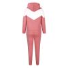 Women's Two Piece Outfits Fashion Y2K Tracksuit Fleece Sweatsuit Sweatshirts Hoodies Pullover Tops Casual Workout Sets Pink view 2