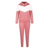 Women's Two Piece Outfits Fashion Y2K Tracksuit Fleece Sweatsuit Sweatshirts Hoodies Pullover Tops Casual Workout Sets Pink view 3