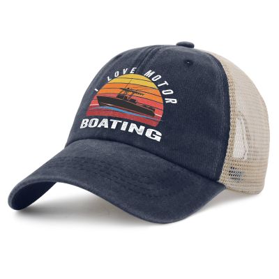 I Love Motor Boating Hat for Men Fashion Running Hat Mens Purplish Blue01 Cycling Cap Fashionable for Nanny