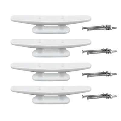 ORLANG White Nylon Boat Cleat 5 Inch, 4 Pack Dock Cleat with Hardware, Boat Dock Cleats Rope Cleat for Marine, Boats,Kayak,Canoe,Deck,Nautical Dcor,Home Decor