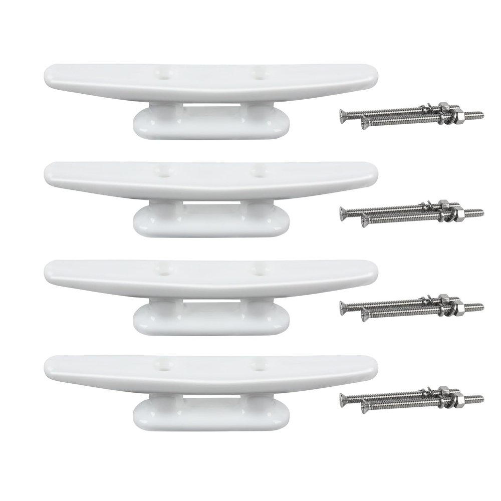ORLANG White Nylon Boat Cleat 5 Inch, 4 Pack Dock Cleat with Hardware, Boat Dock Cleats Rope Cleat for Marine, Boats,Kayak,Canoe,Deck,Nautical Dcor,Home Decor