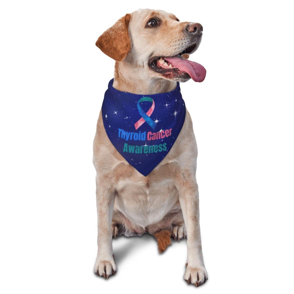 Thyroid Cancer Awareness Dog Bandana Adjustable Triangle Pet Scarf Premium Quality Bandanas for Dogs and Cats