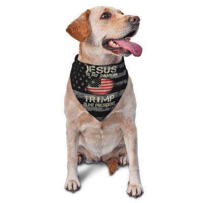 Trump is My President Dog Bandana Adjustable Triangle Pet Scarf Premium Quality Bandanas for Dogs and Cats