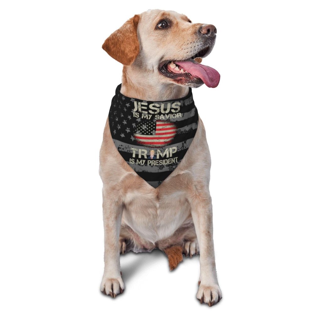 Trump is My President Dog Bandana Adjustable Triangle Pet Scarf Premium Quality Bandanas for Dogs and Cats
