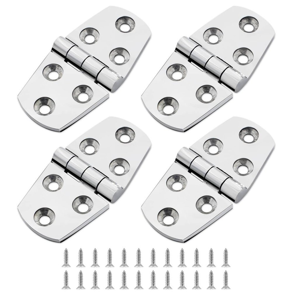 316 Stainless Steel Boat Hatch Hinges,3 inch x 1-1/2 inch (76 x 38mm) Polished Marine Hinge,Marine Heavy Duty stainless steel hinges with Screws,for Boats,Yachts,Doors,Deck,Windows,Cabinets (4 Pack)