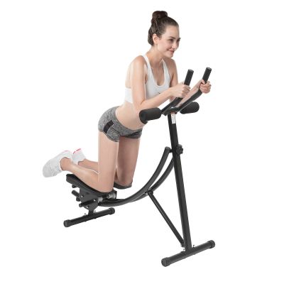 Foldable Ab Workout Machine, Core&Abdominal Cruncher Trainer Machine 120-Degree Arc-Shaped Body Shaper Random Rotation Sit Up Bench with LED Display Monitor for Home Gym (Black)