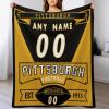 Ship Next Day Pittsburgh Custom City Football Throw Blanket Personalized Name Number for Men Women Youth Kids Oversized Soft Flannel Blanket Decorative for Bedroom Living Room, Made in USA view 2