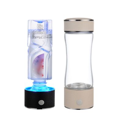 2-in-1 Hydrogen Alkaline Water Bottle Generator Portable Hydrogen Rich Water Glass Water Cup 3 Minutes Make Hydrogen Production Up to 900PPB for Improve Water Quality 400ml (Color : Beige)
