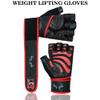 BTR BORN TO RACE Weight Lifting Gloves Cowhide Leather Fingerless Padded Body Building Long Wrist Support Gym Excercise Powerlifting Leather Gloves Unisex Design (Red, Small) view 4