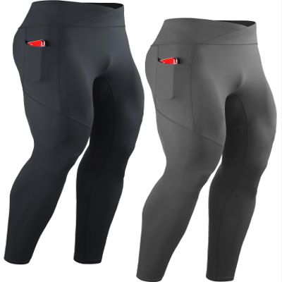CADMUS Mens Workout Pants Compression Leggings Athletic Pants Muscle Baselayer, Black, Grey, 1124, XL